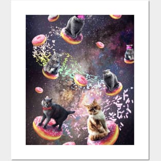 Galaxy Donut Cat, Space Cats Riding Donuts Posters and Art